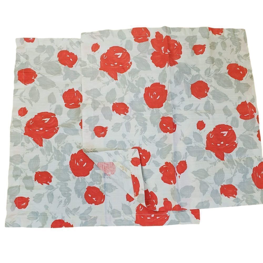 Kate‎ Spade Napkin Set of 2 Cotton Floral Napkins Garden Rose Grey Coral 20"